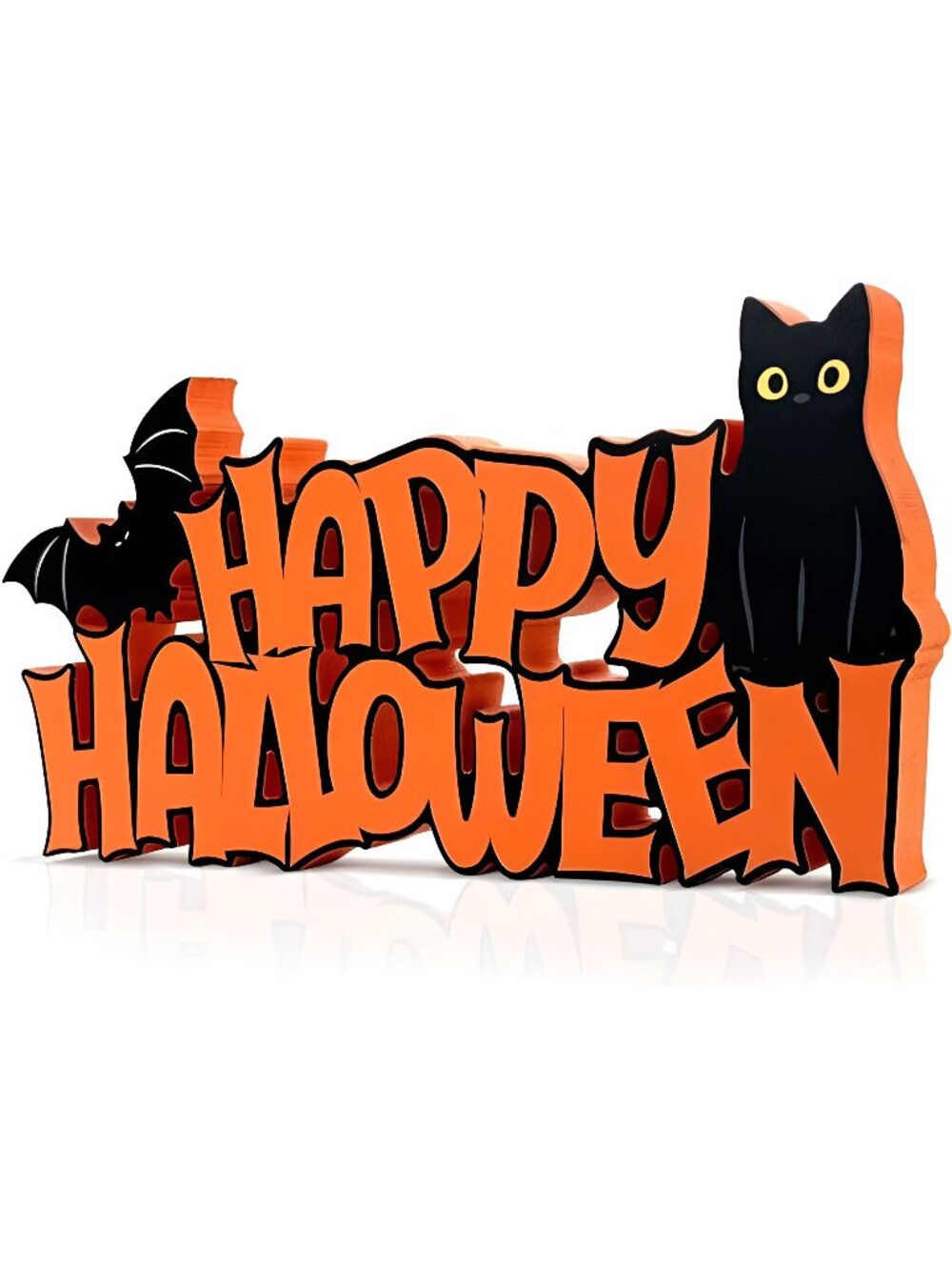 Halloween Table Decorations Happy Halloween Sign Black Cat Bat Tabletop